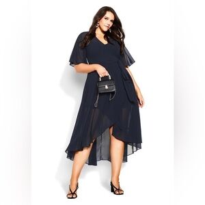 CITY CHIC  maxi enthral me dress in deep blue 14 wrap dress